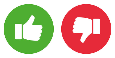 Thumbs up and thumbs down. Like icon. Stock vector