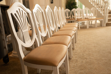 row of chairs is empty
