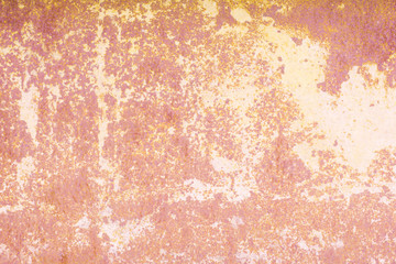 Beige pink coral background of a rusty leaf, stains