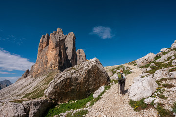 Fototapeta premium Panoramic view of the Tre Cime di Lavaredo, Dolomites