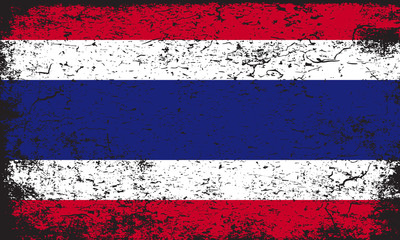 National flag of Thailand in grungy distressed texture vector illustration. Thai flag in rusty textured effect. Element for t-shirt design.