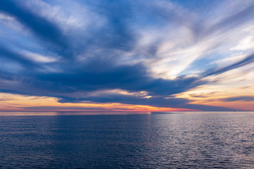 Beautiful orange sunset over the sea.