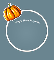 Thanksgiving circular background with Hand sketched pumpkin