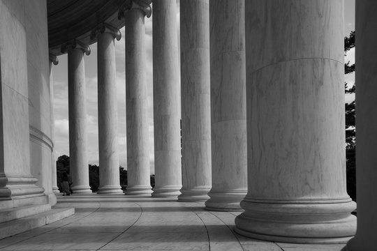 Columns outside the Jefferson Memorial in Washington, DC.