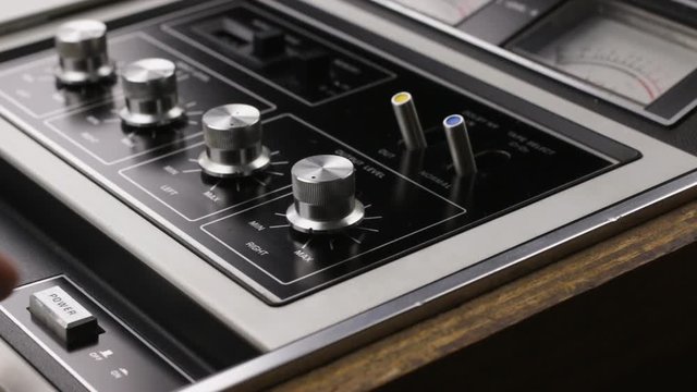 Power button with your finger. Close-up.