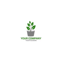 Potted Plants Logo Design Vector