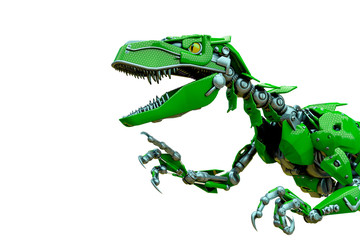 velociraptor robot doing a fast run close up