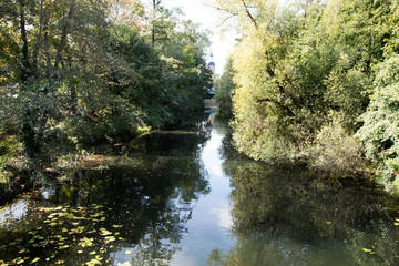 Nice view of Spandau Germany between rivers and forests that border the city in all its extension in a late summer morning