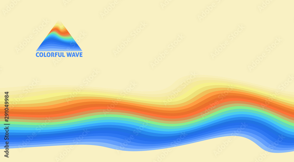 Poster template of card with multicolor striped wavy line