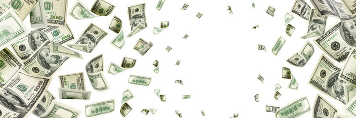 Us dollar bill. Washington american cash. Falling usd money back