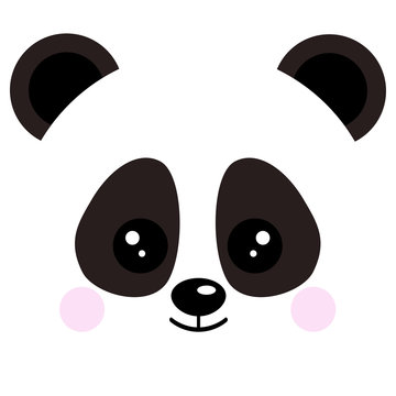 Cute baby panda bear face logo vector illustration isolated on white background smiling bear head image.