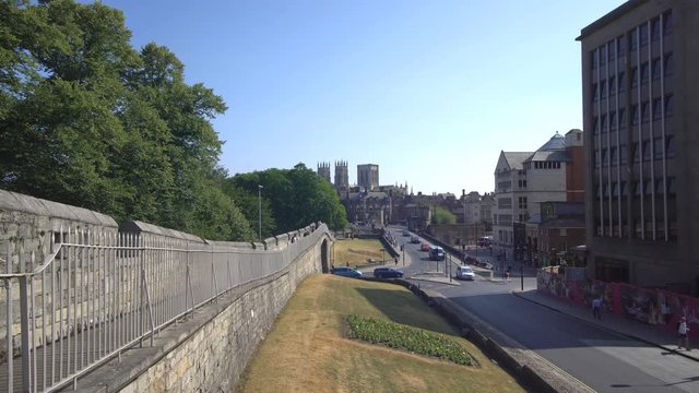 Footage for editorial use only.York Minster Cathedral skyline, York city, United Kingdom 2018