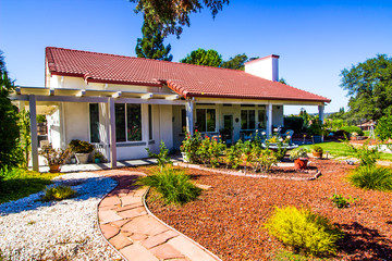 Drought Tolerant Plants & Landscaping In Rear Of Home