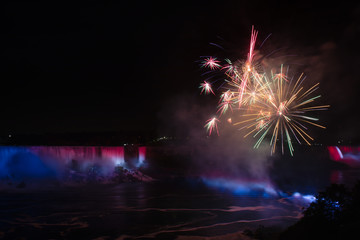 Fireworks Blue Yellow Red Green White Niagara Falls Ontario Canada Summer