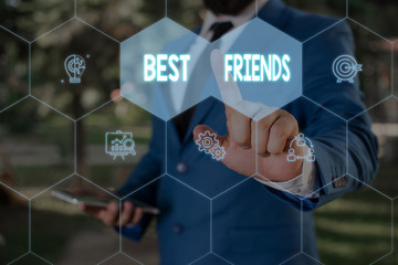 Word writing text Best Friends. Business photo showcasing A demonstrating you value above other...