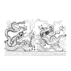 Fototapeta premium wall of nine dragons, beihai, freehand drawing
