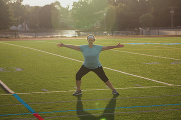 Fototapeta premium Middle Age woman stretching
