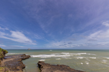 view of Muriwai beach, north island, new zealand