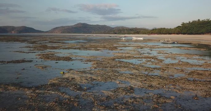 Aerial view of the boat in the sea