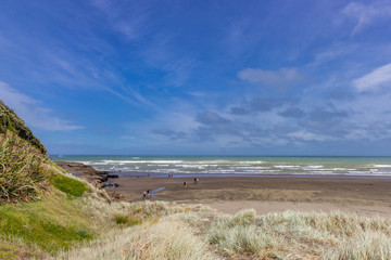 view of Muriwai beach, north island, new zealand