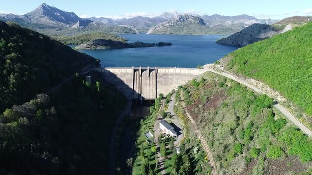 Porma Reservoir Dam from Aerial View
