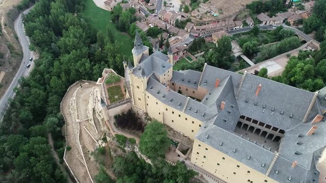 Alcazar and Cathedral of Segovia from aerial view