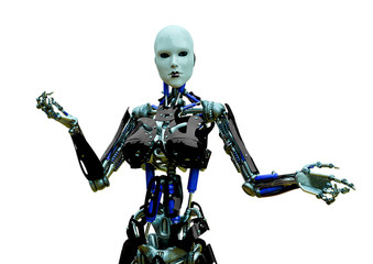 cyborg girl with open arms