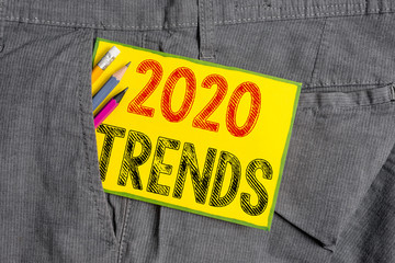 Handwriting text writing 2020 Trends. Conceptual photo things that is famous for short period of...