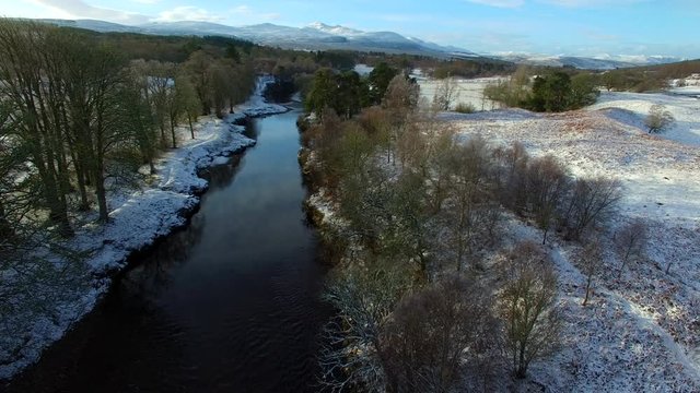 Aerial establisher of the River Carron Ardgay Scotland UK