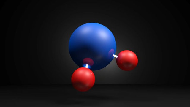 The model of a H2O (water) molecule, isolated on black background - 3D rendering videoclip