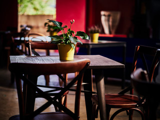 table and chairs in restaurant