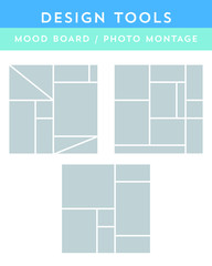 Vector Mood Board & Branding Presentation. Creative Theme Mood Board, Logo Template, Collage Frames with Universal Colour Palette. Picture Display & Montage. - Vector