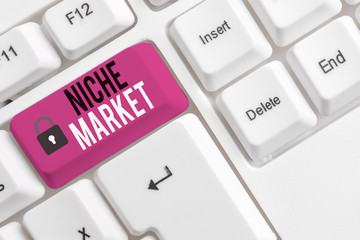 Conceptual hand writing showing Niche Market. Concept meaning Subset of the market on which...