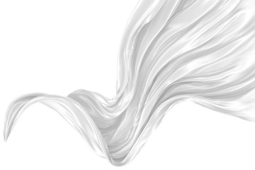 Abstract background of white wavy silk or satin on white background. 3d rendering image.
