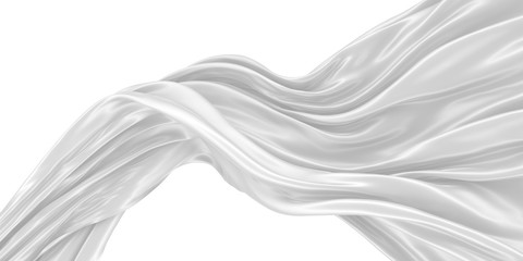 Abstract background of white wavy silk or satin on white background.