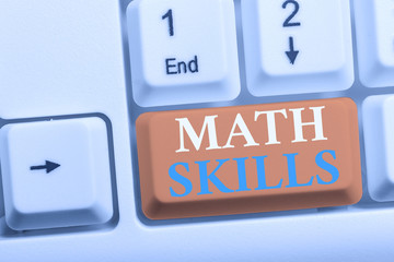 Writing note showing Math Skills. Business concept for starting to learn how to count numbers add...