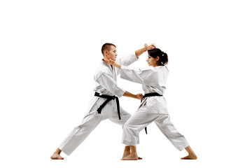 karate girl and boy fighting © Nikola Spasenoski