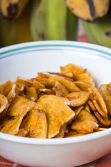thinly sliced sugar coated banana chips