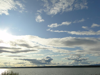 Lake, sky, clouds.