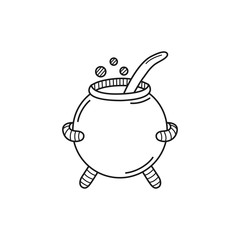 Hand drawn Witch's Cauldron isolated on a white