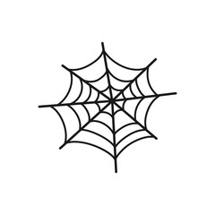 Hand drawn Spider Web isolated on a white. Sketch. Halloween concept. Vector illustration.