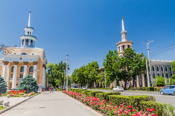 BISHKEK, KYRGYZSTAN - JUNE 3, 2017: National Bank Of Kyrgyz Republic and International University...