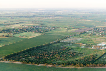Fototapeta na wymiar Aerial view of the landscape near Boryspil town, Ukraine