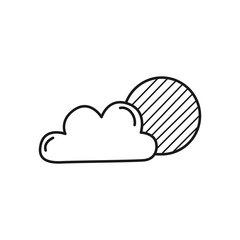 Hand drawn moon and cloud isolated on a white