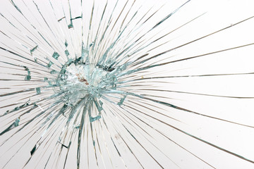 Obraz premium Cracked glass on a white background texture