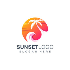 sunset logo design vector illustration