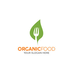 fork combination by cutting in leaves logo