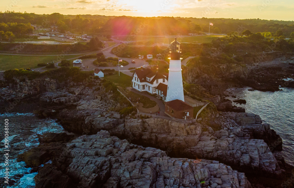 Wall mural cape elizabeth lighthouse aerial view - Wall murals