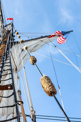 Rigging and ropes on a historic sailing ship