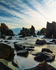 rocks and sea in the Gigi Hiu beach, Lampung, Sumatera